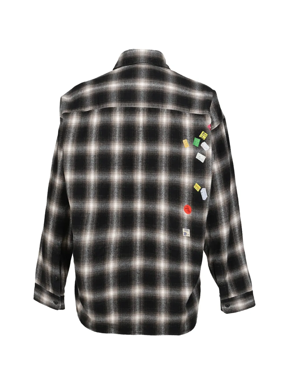 Maison MIHARA YASUHIRO Geruit overhemd met prijssticker-print Zwart