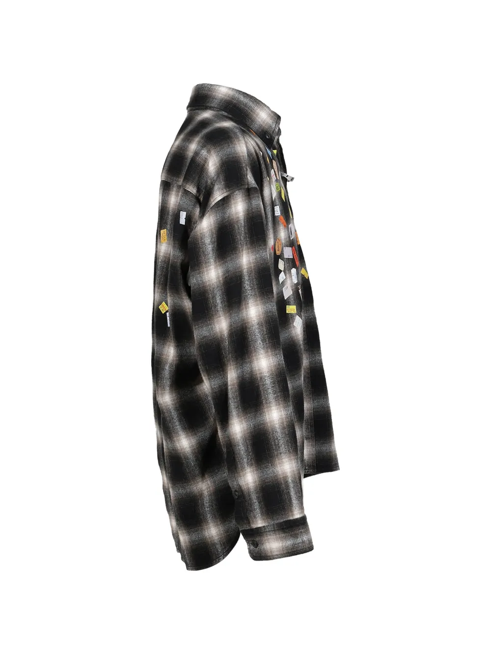 Maison MIHARA YASUHIRO Geruit overhemd met prijssticker-print Zwart
