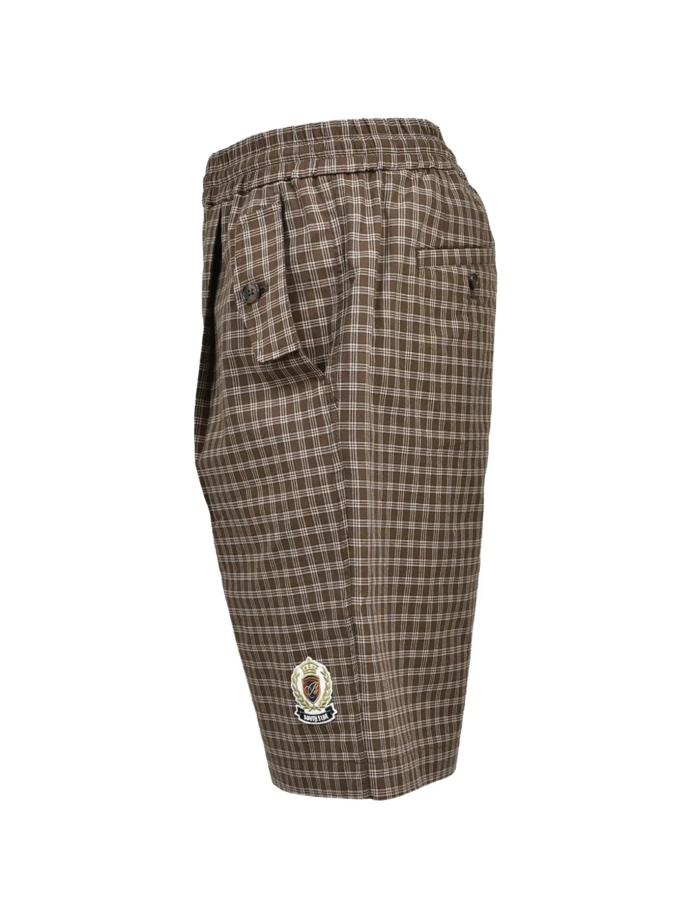 BREATH check-print embroidered-logo shorts - Marrone