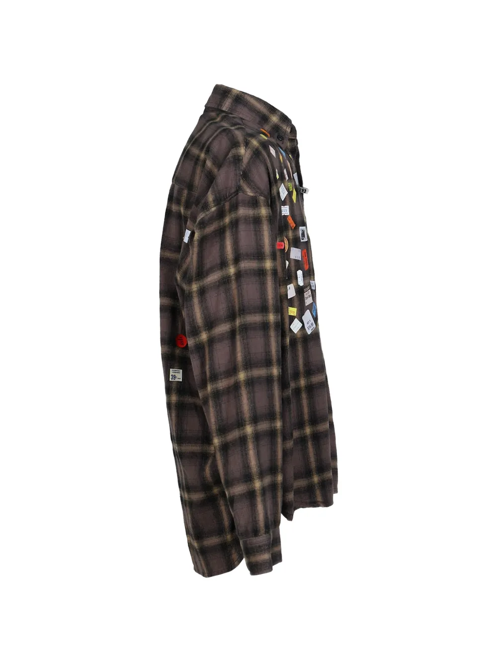 Maison MIHARA YASUHIRO Geruit overhemd met print Bruin