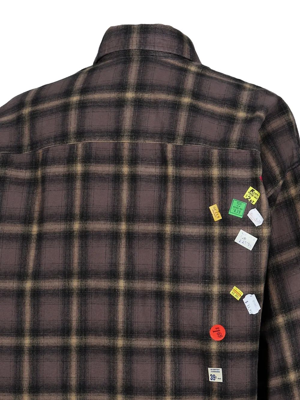 Maison MIHARA YASUHIRO Geruit overhemd met print Bruin