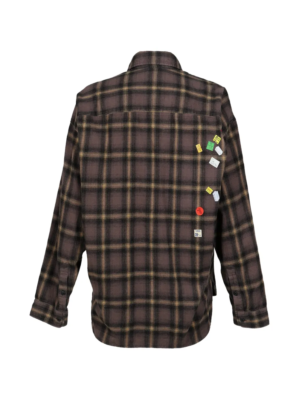 Maison MIHARA YASUHIRO Geruit overhemd met print Bruin