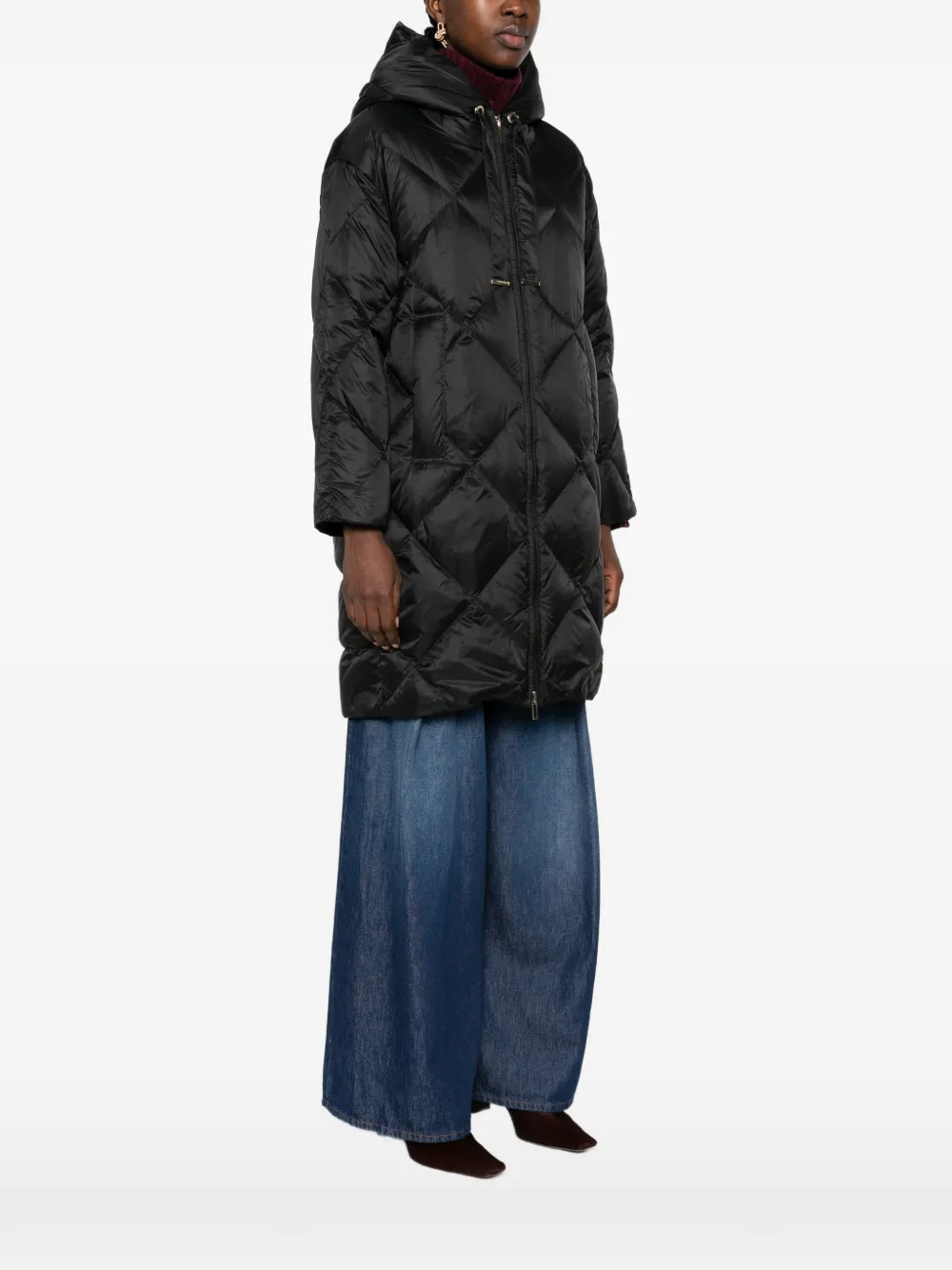 Max Mara quilted hooded jacket Zwart