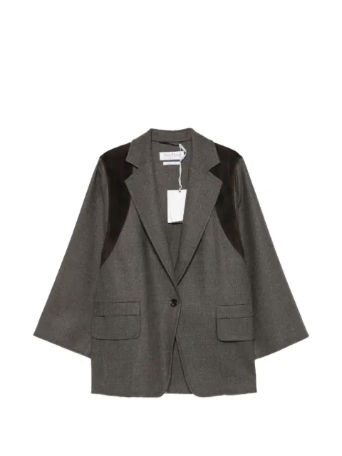 Max Mara suede-panel notched-lapel jacket