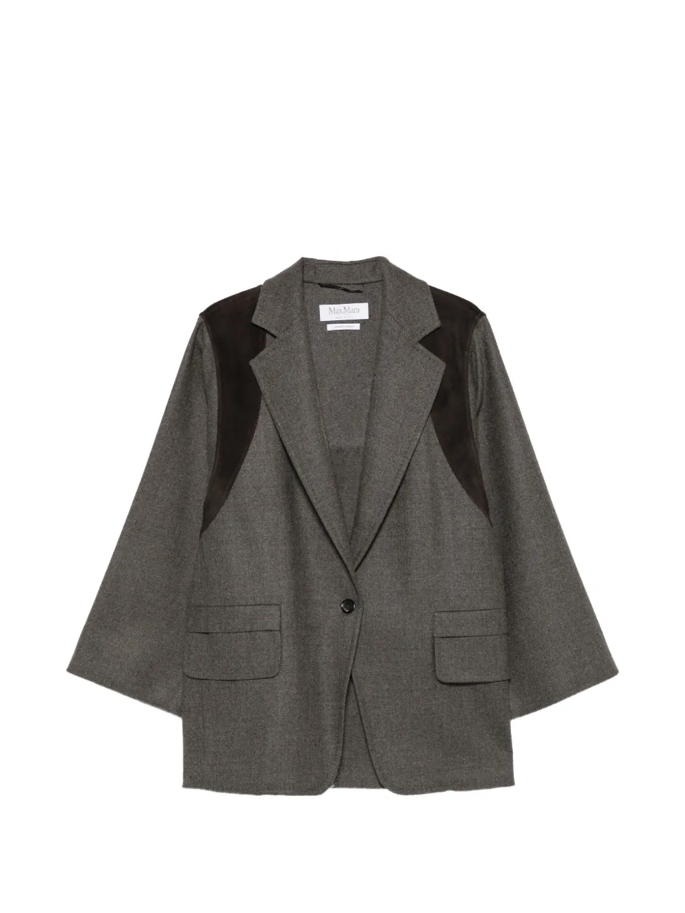 Max Mara suede-panel notched-lapel jacket - Grey