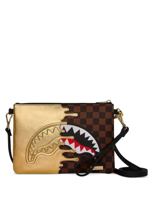 Sprayground Shark Mouth checkered clutch bag