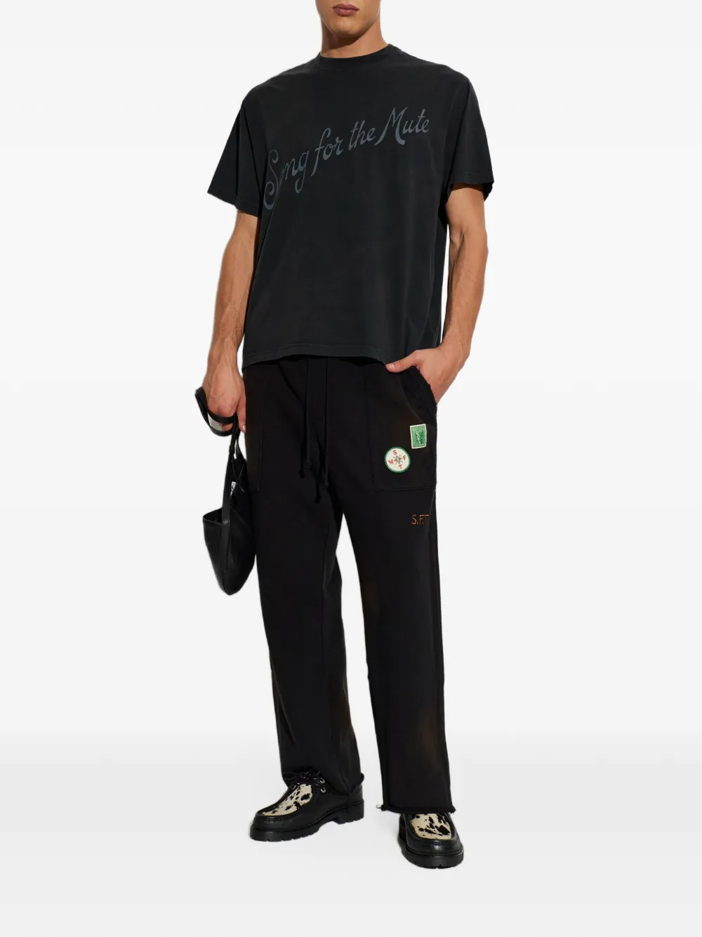 Song For The Mute T-shirt met logoprint Zwart
