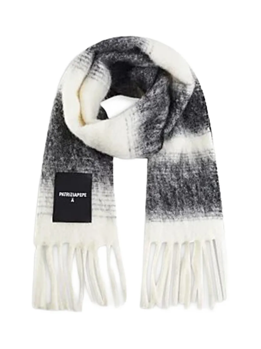 Patrizia Pepe zebra-print fringed scarf Wit