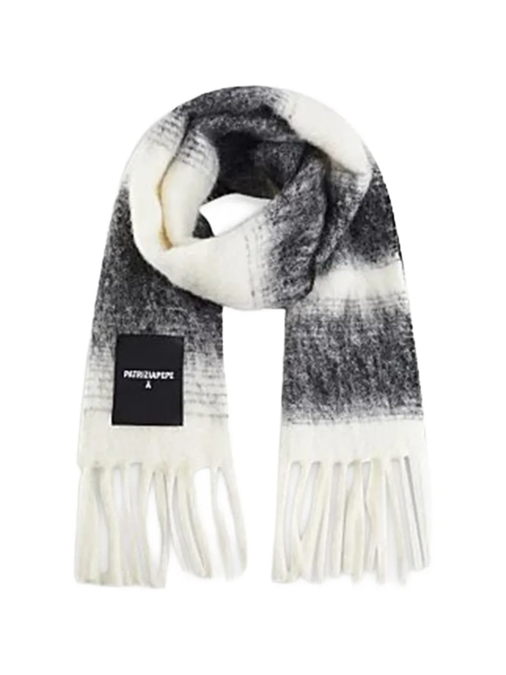 Patrizia Pepe zebra-print fringed scarf Wit