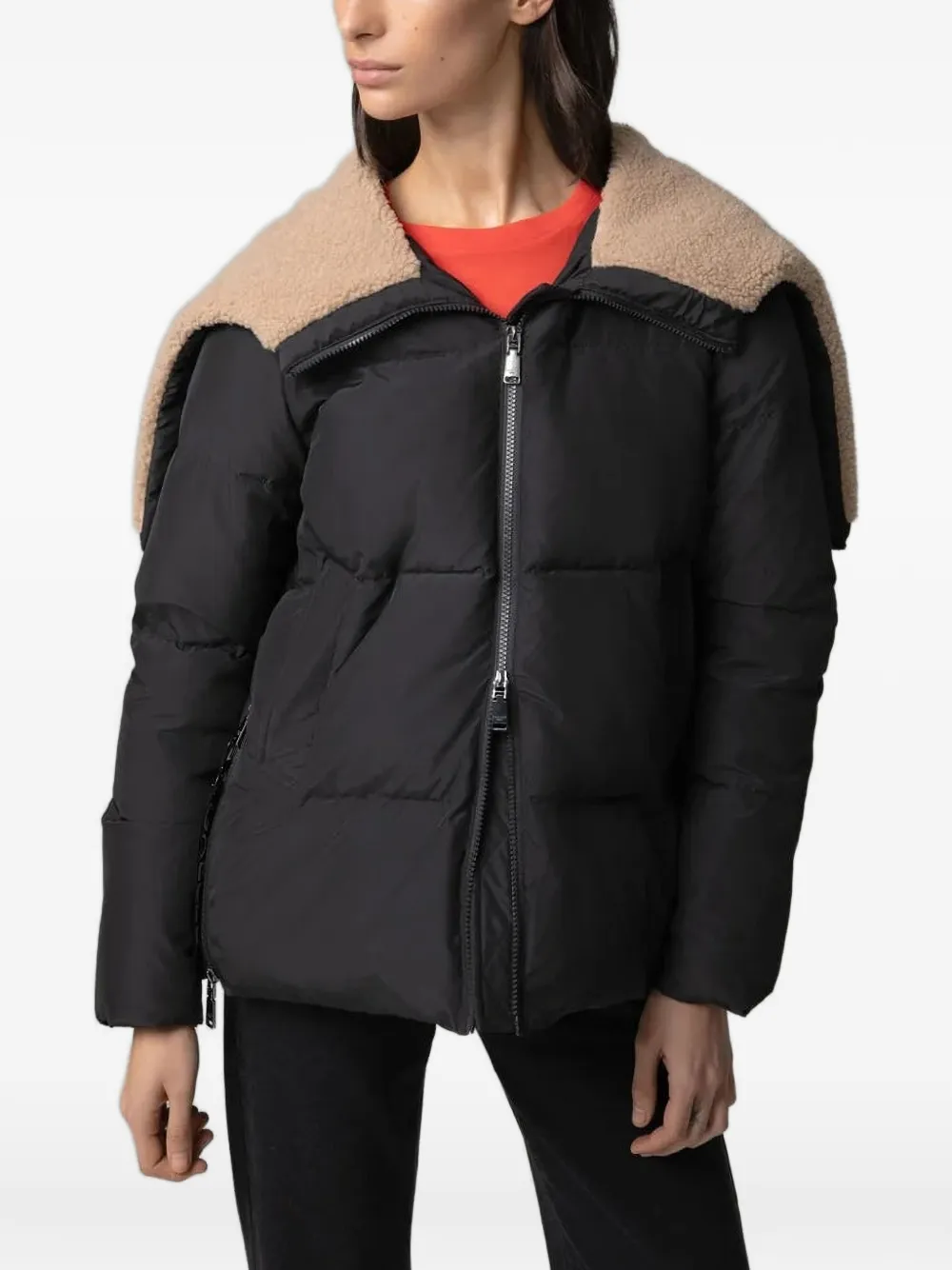 Gaëlle Paris logo-embellishment padded jacket - Schwarz