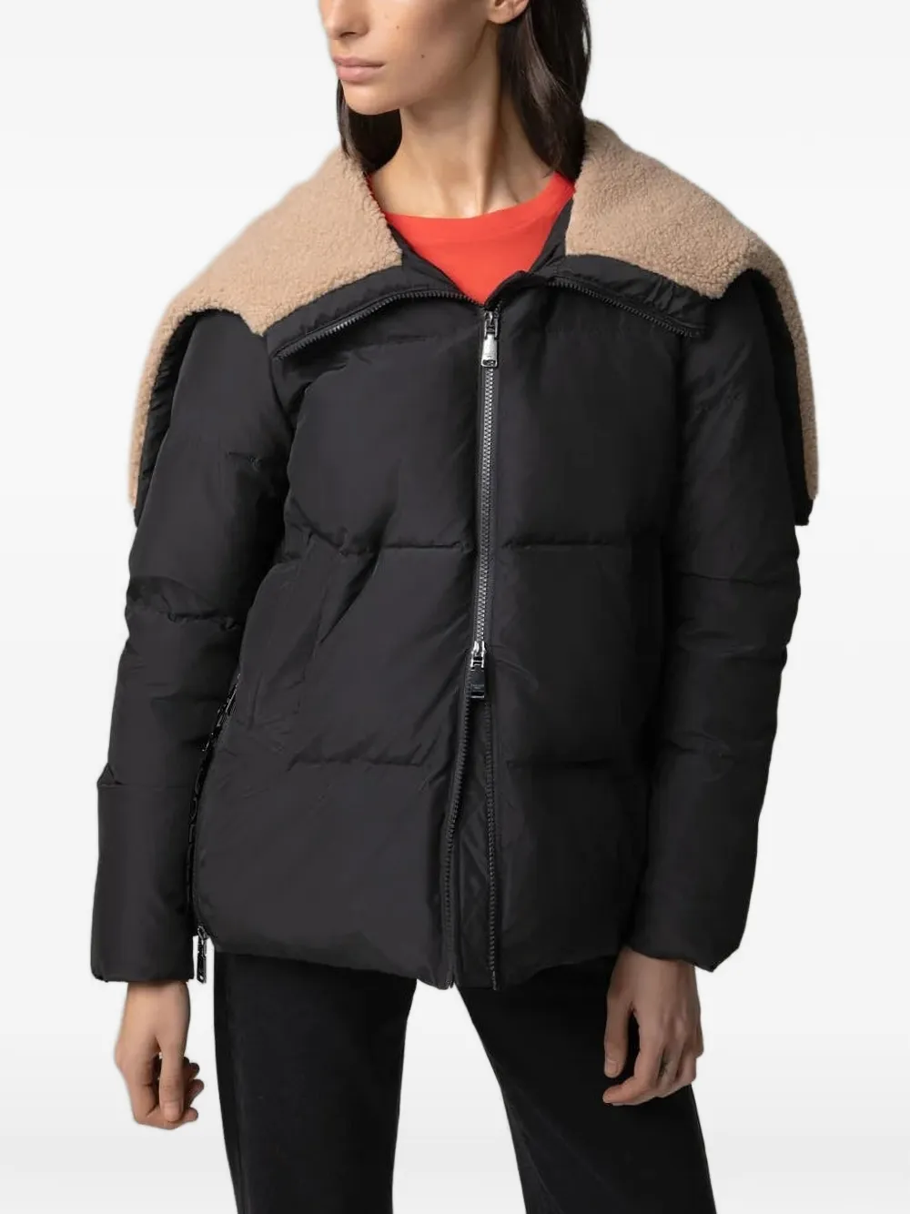Gaëlle Paris logo-embellishment padded jacket - Black