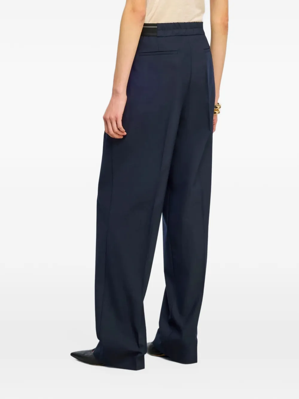 Semicouture Madyson plooibroek met tailleband met logo Blauw