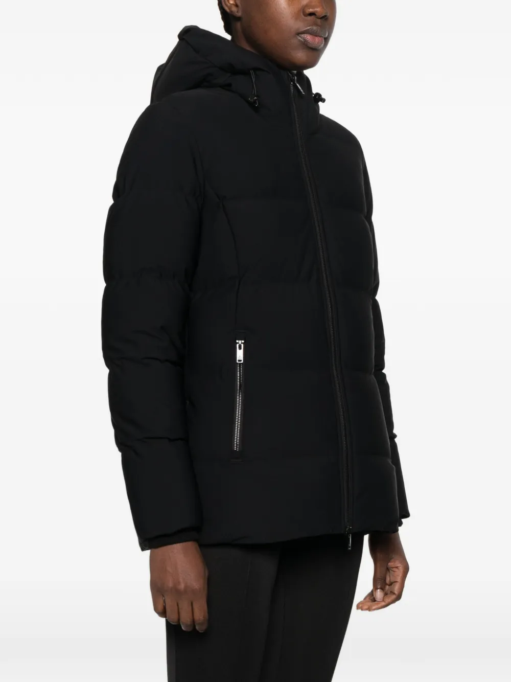 Moose Knuckles quilted hooded jacket Zwart