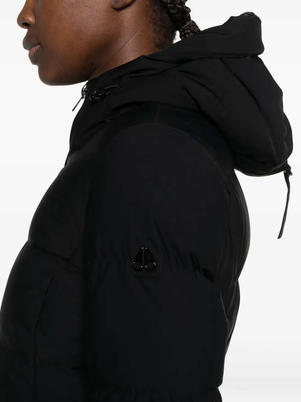 Moose Knuckles quilted hooded jacket Zwart