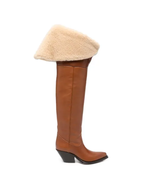 Chloé Azelan shearling-trim leather boots
