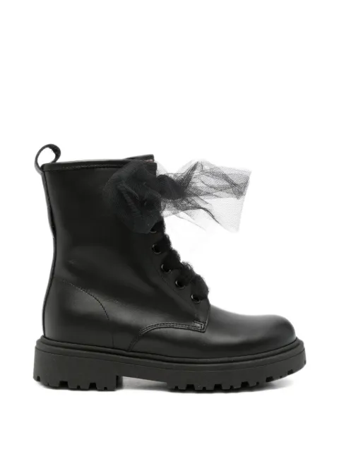 Florens tulle-bow lace-up boots