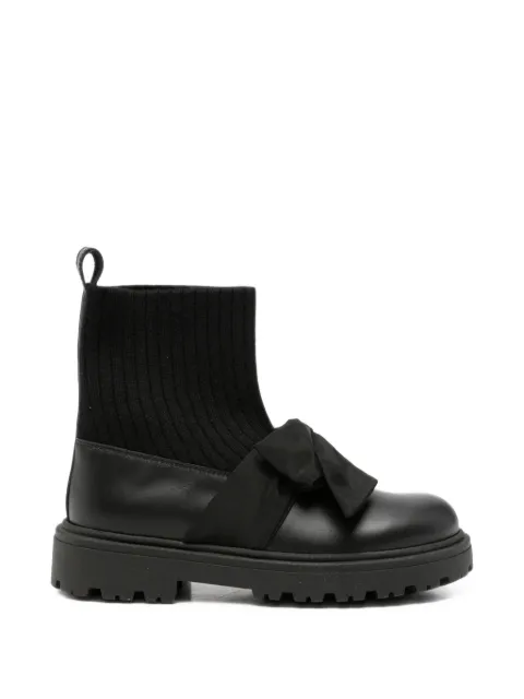 Florens bow-detail ribbed-knit boots