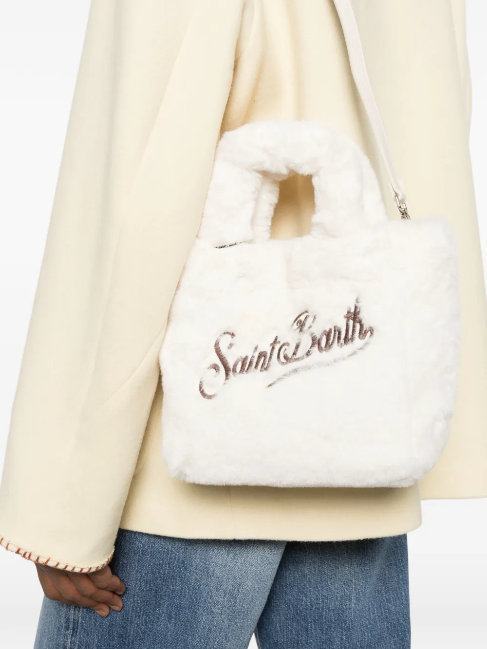 MC2 Saint Barth Kids mini logo detail tote bag Wit