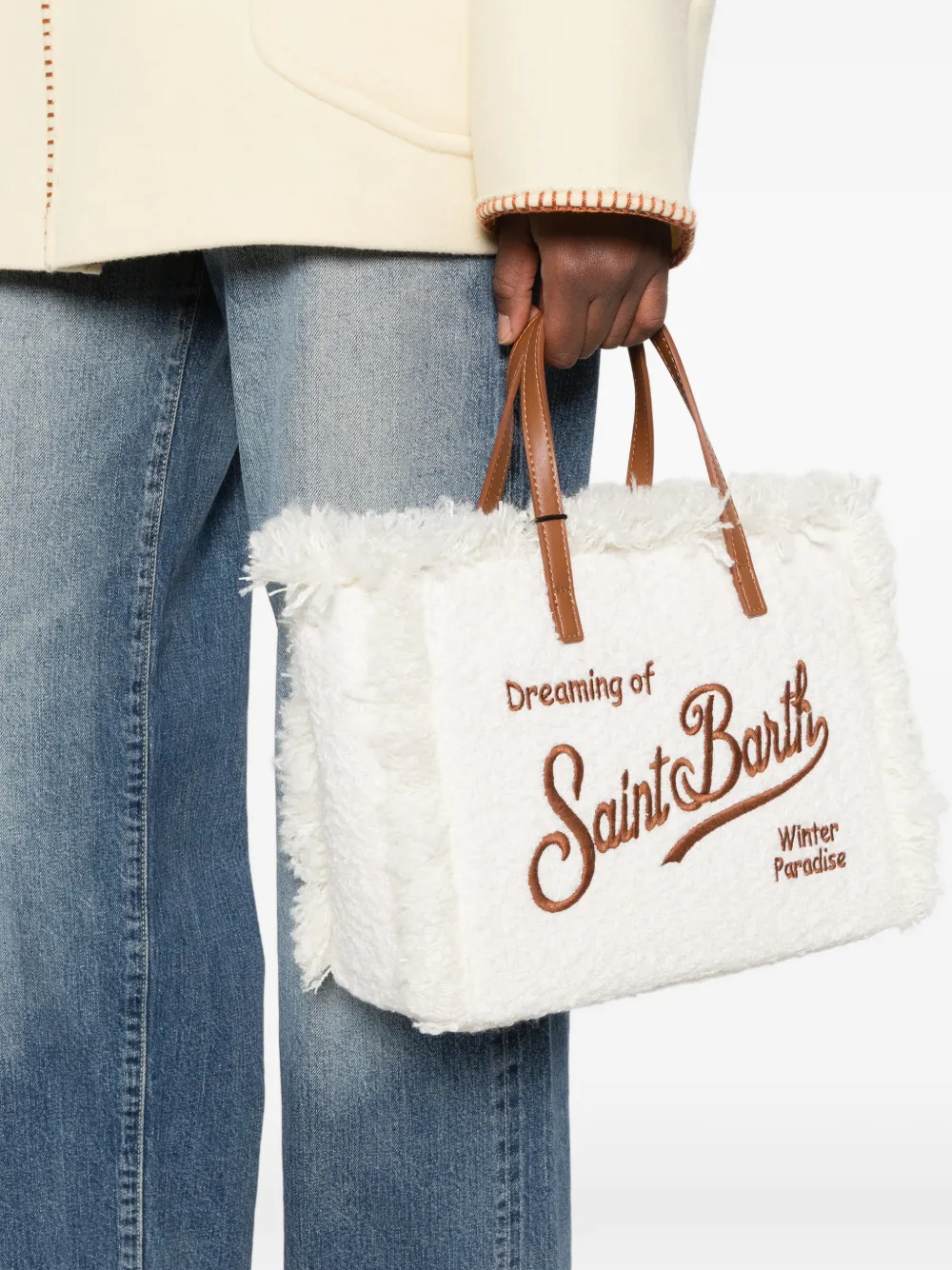 MC2 Saint Barth Kids fringed-trim logo-embroidered tote bag Wit