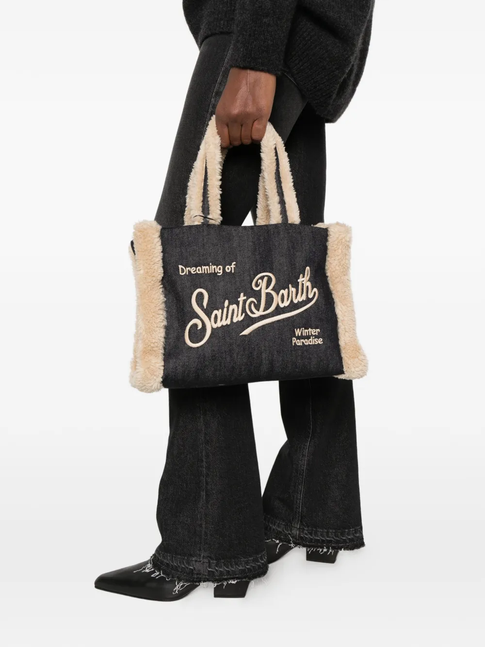 MC2 Saint Barth Kids Colette shearling-effect tote bag Blauw