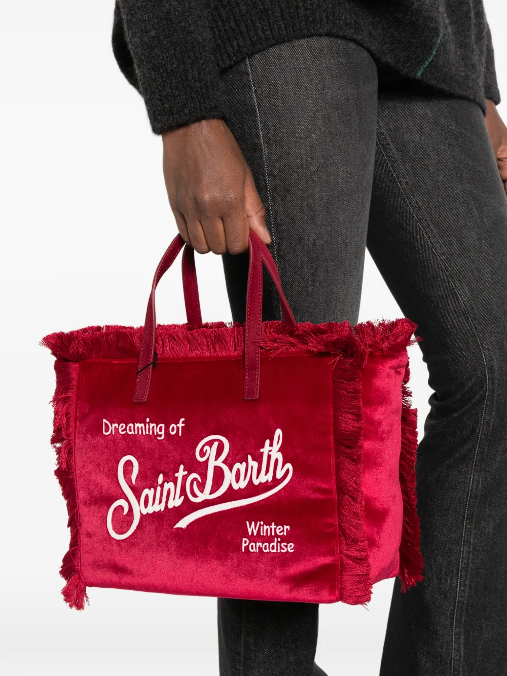 MC2 Saint Barth Colette fringed tote bag Rood