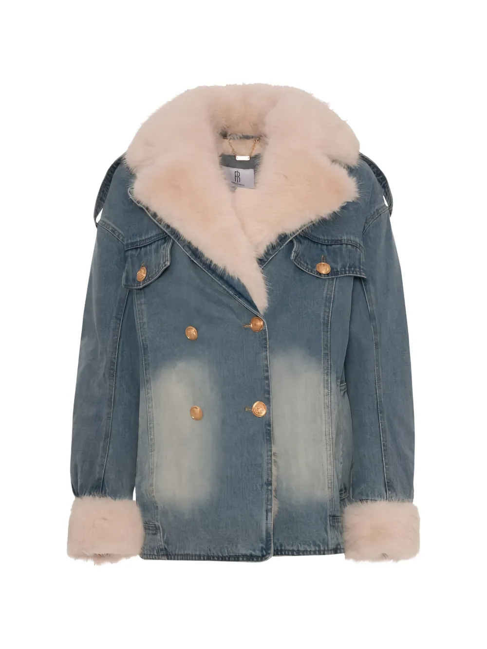 FRACOMINA faux-fur trim double-breasted denim jacket - Bleu FRACOMINA faux-fur trim double-breasted denim jacket - Bleu