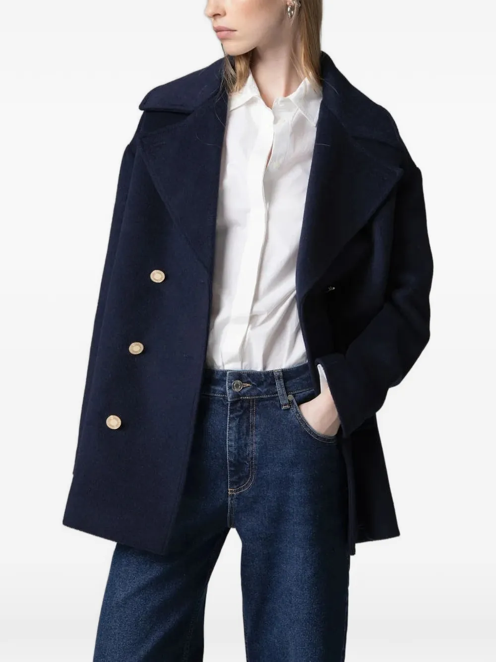 Gaëlle Paris double-breasted pea coat - Bleu Gaëlle Paris double-breasted pea coat - Bleu