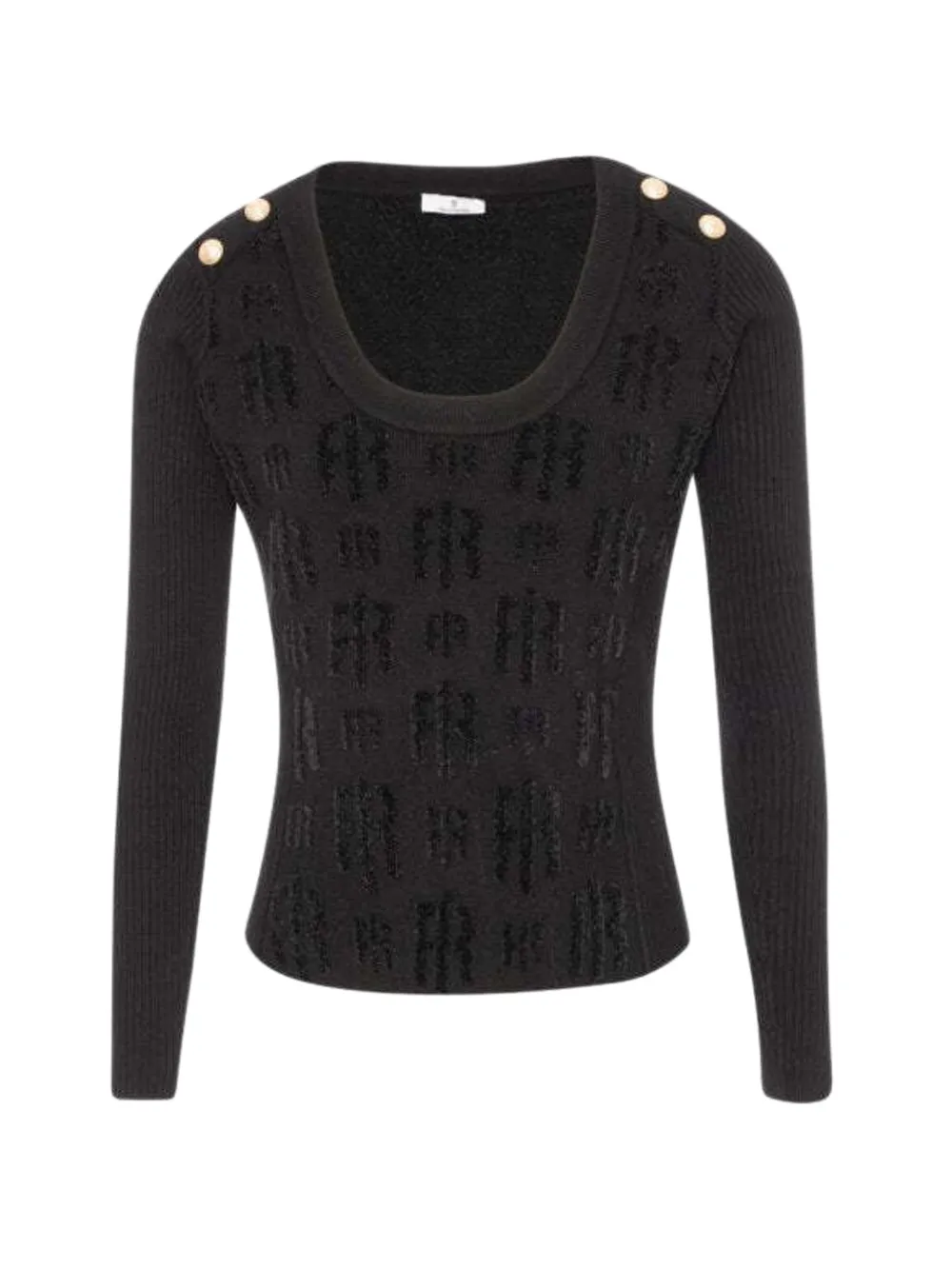 FRACOMINA logo-jacquard button-detail sweater - Noir FRACOMINA logo-jacquard button-detail sweater - Noir