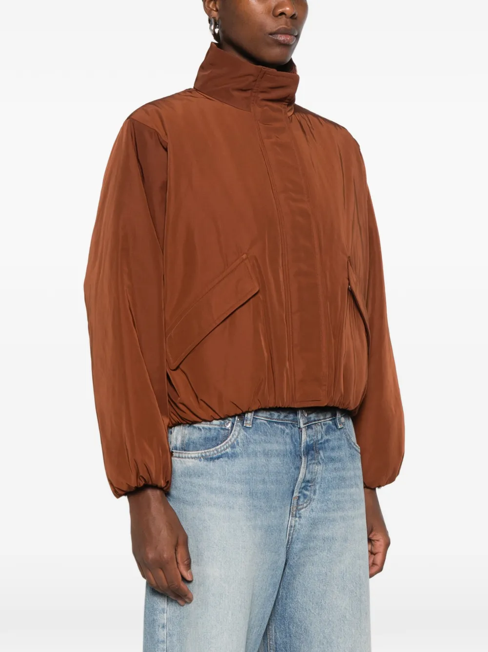 Drykorn Cadley jack met trechterhals en elastische zoom Bruin