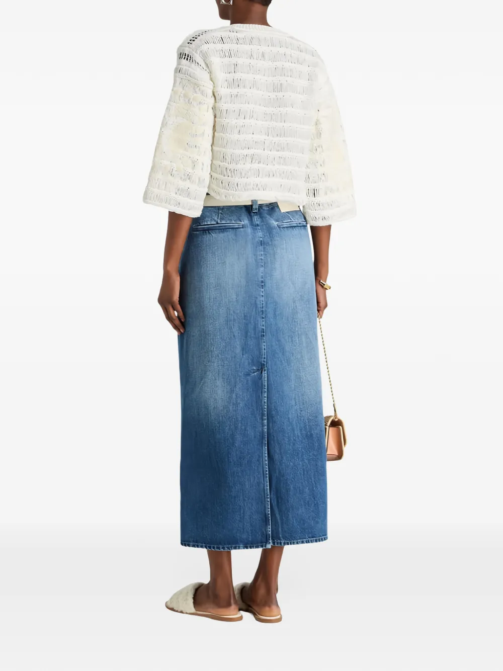 Valentino Garavani Denim midi-rok met vervaagd effect Blauw