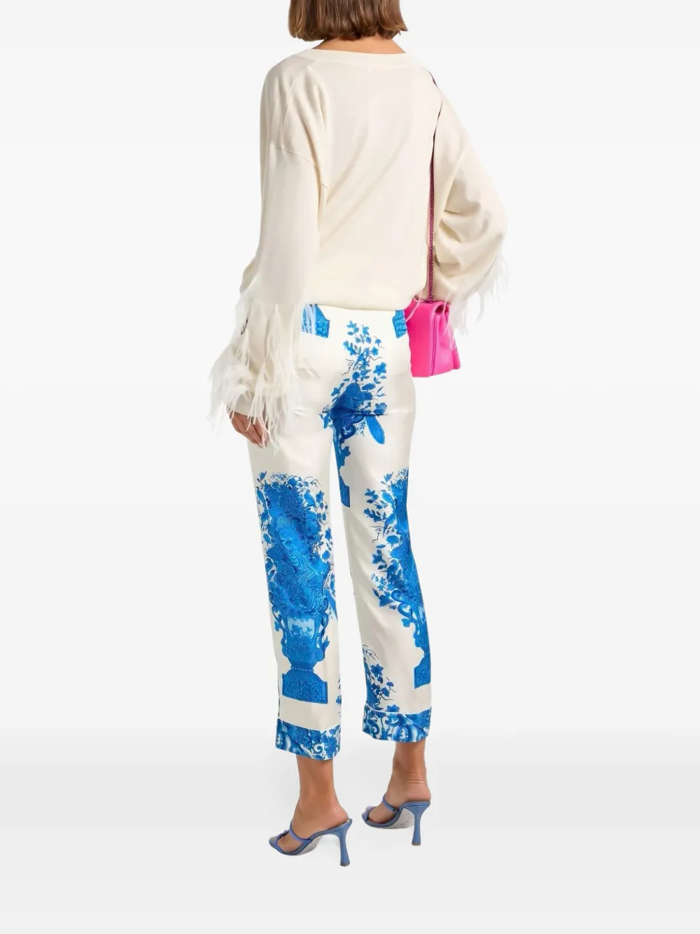 Valentino Garavani Blouse met V-hals en afwerking van veren Wit