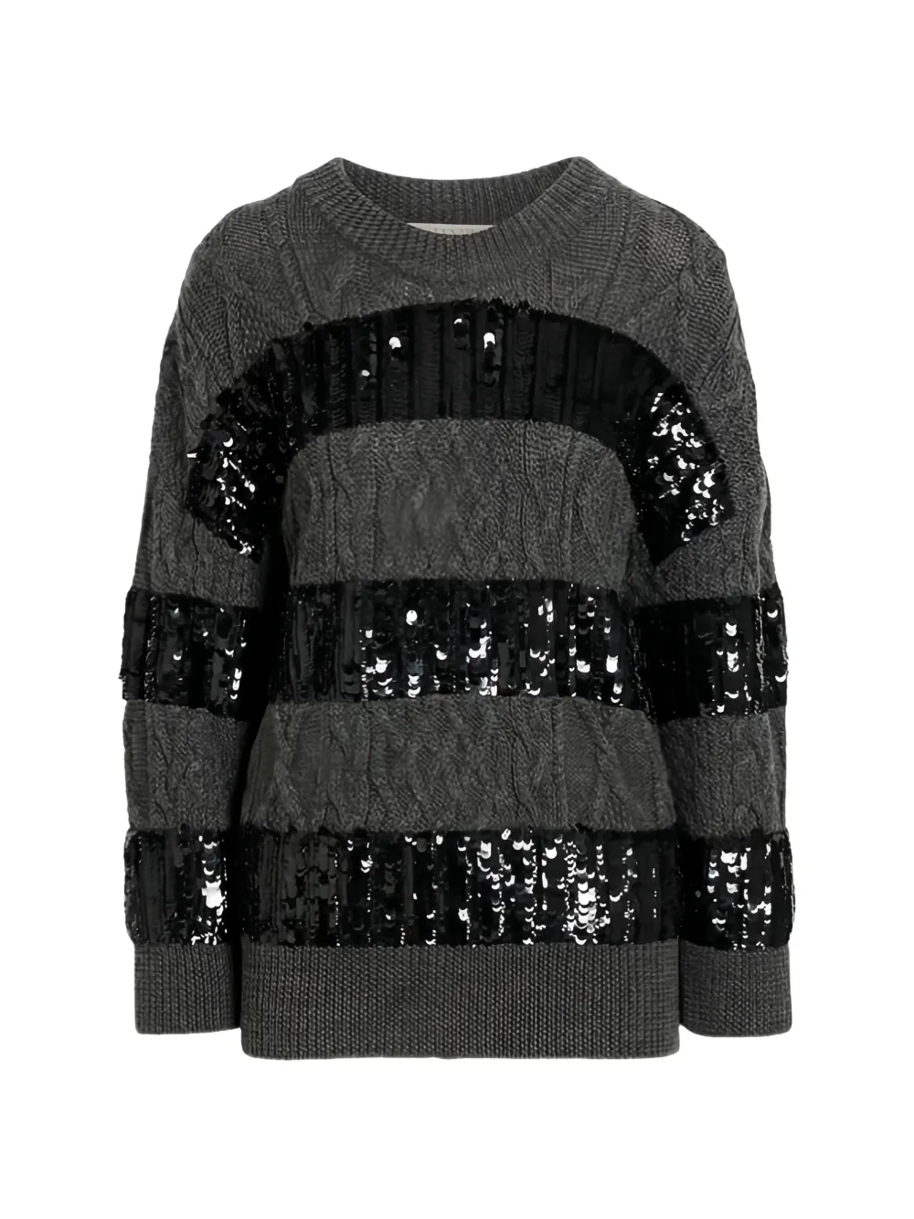 Valentino Garavani sequin-embellished cable-knit sweater - Gris