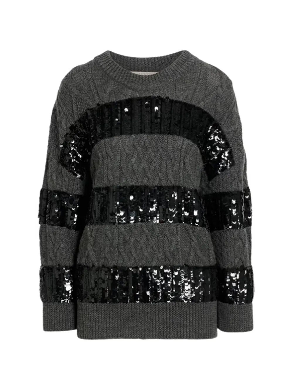 Valentino Garavani sequin-embellished cable-knit sweater - Grigio