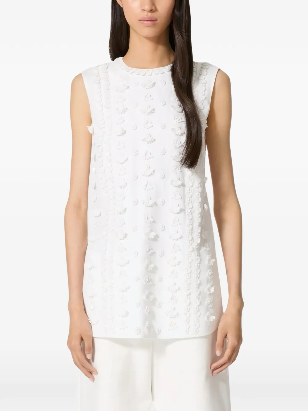 Valentino Garavani embroidered poplin tank top - Weiß