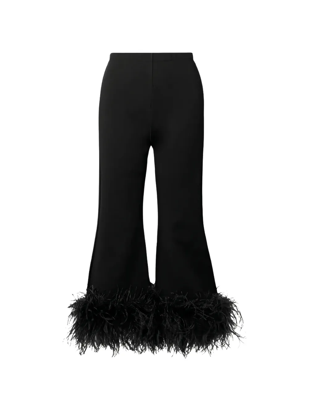 Valentino Feather-trimmed Flared Trousers In Black