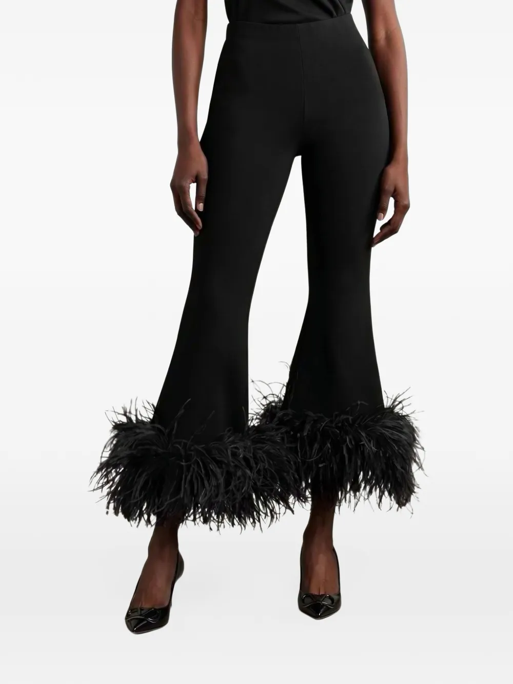 Valentino Garavani Broek met veren afwerking Zwart