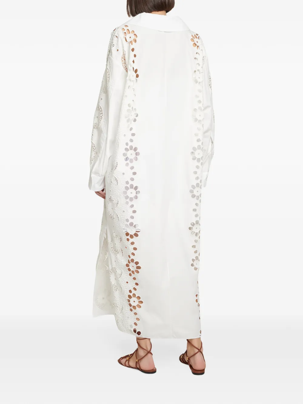 Valentino Garavani Broderie anglaise midi-jurk Wit