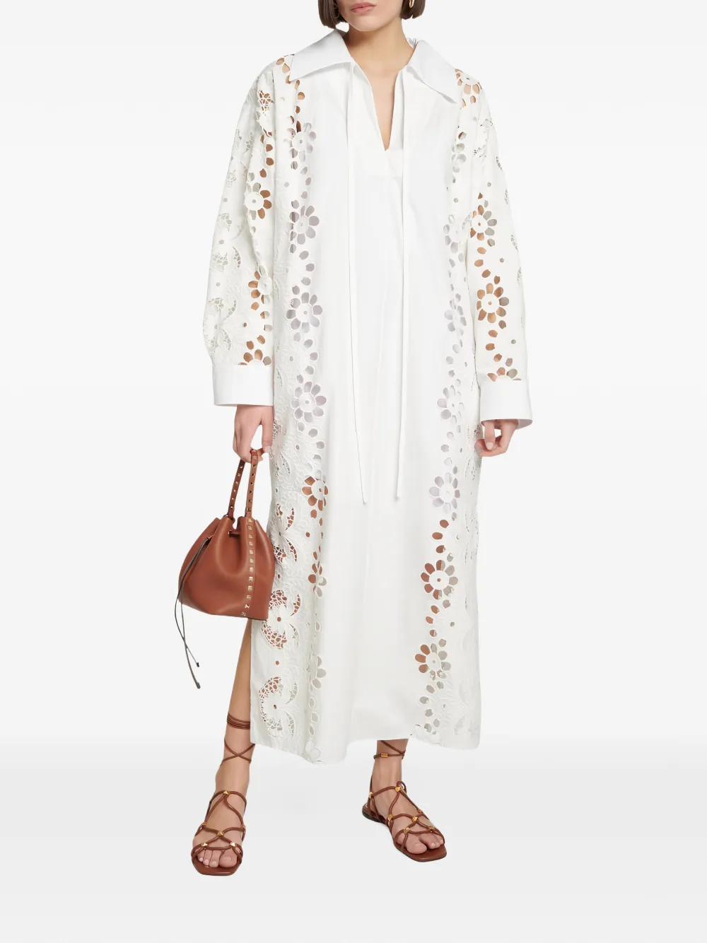 Valentino Garavani broderie-anglaise cotton midi dress - Bianco