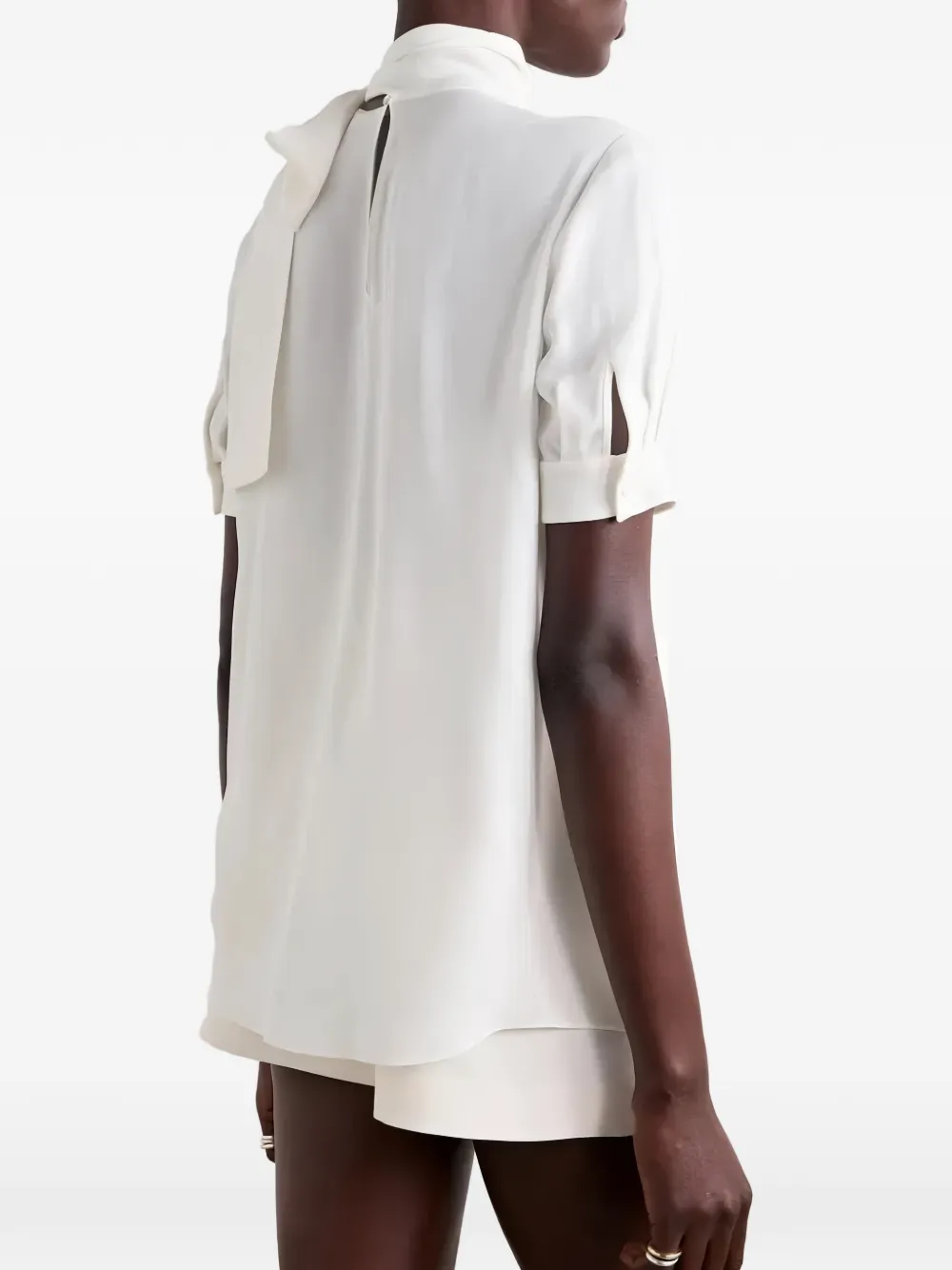 Valentino Garavani Georgette zijden blouse met strikdetail Wit