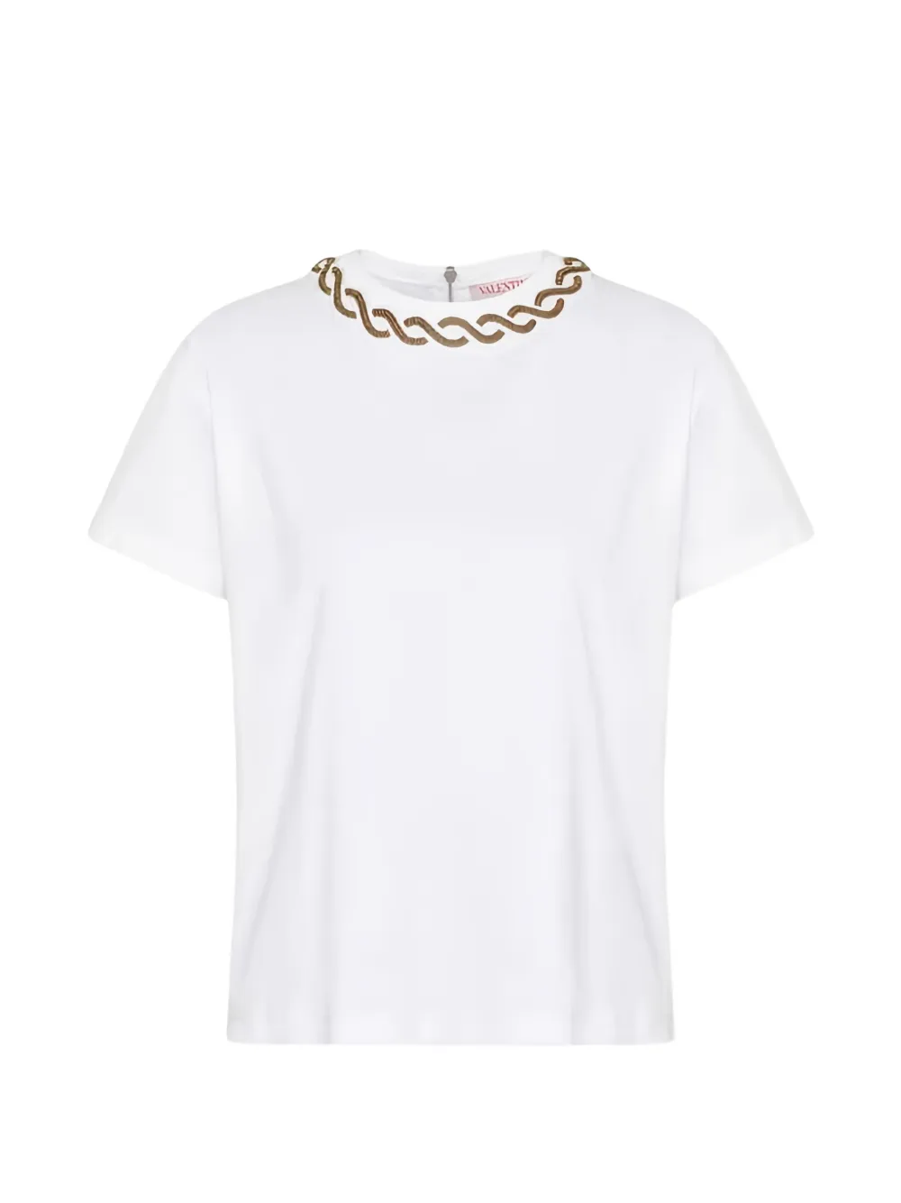 Valentino Garavani bead-trim crew-neck T-shirt - Blanc Valentino Garavani bead-trim crew-neck T-shirt - Blanc