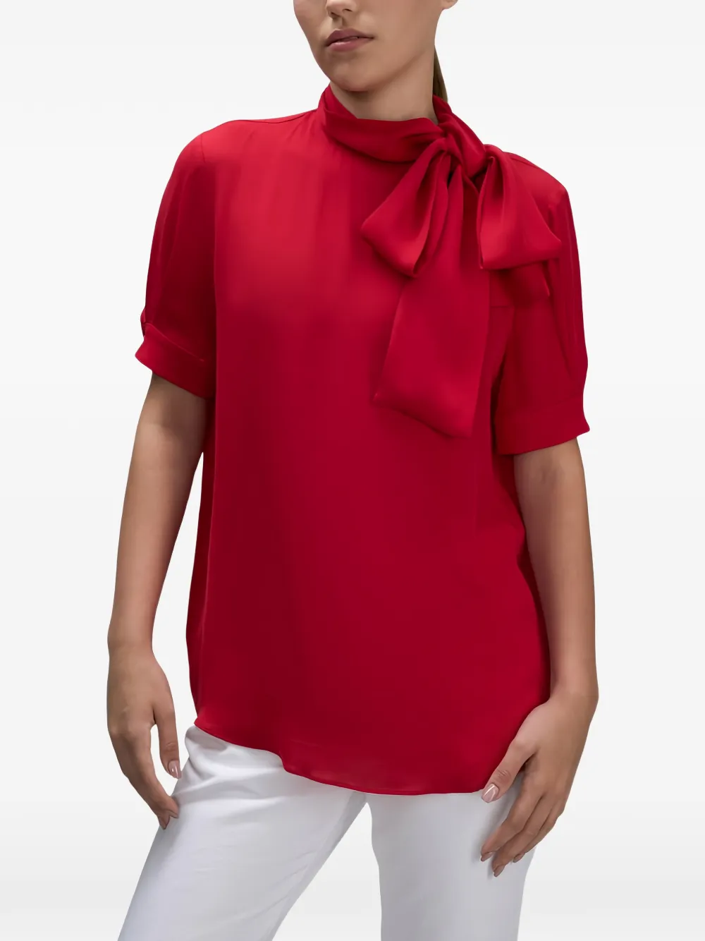 Valentino Garavani Georgette zijden blouse met strikdetail Rood