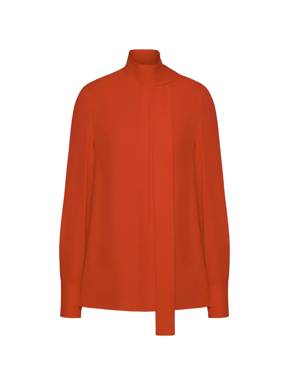 Valentino Tie-neck Silk-georgette Blouse In Orange