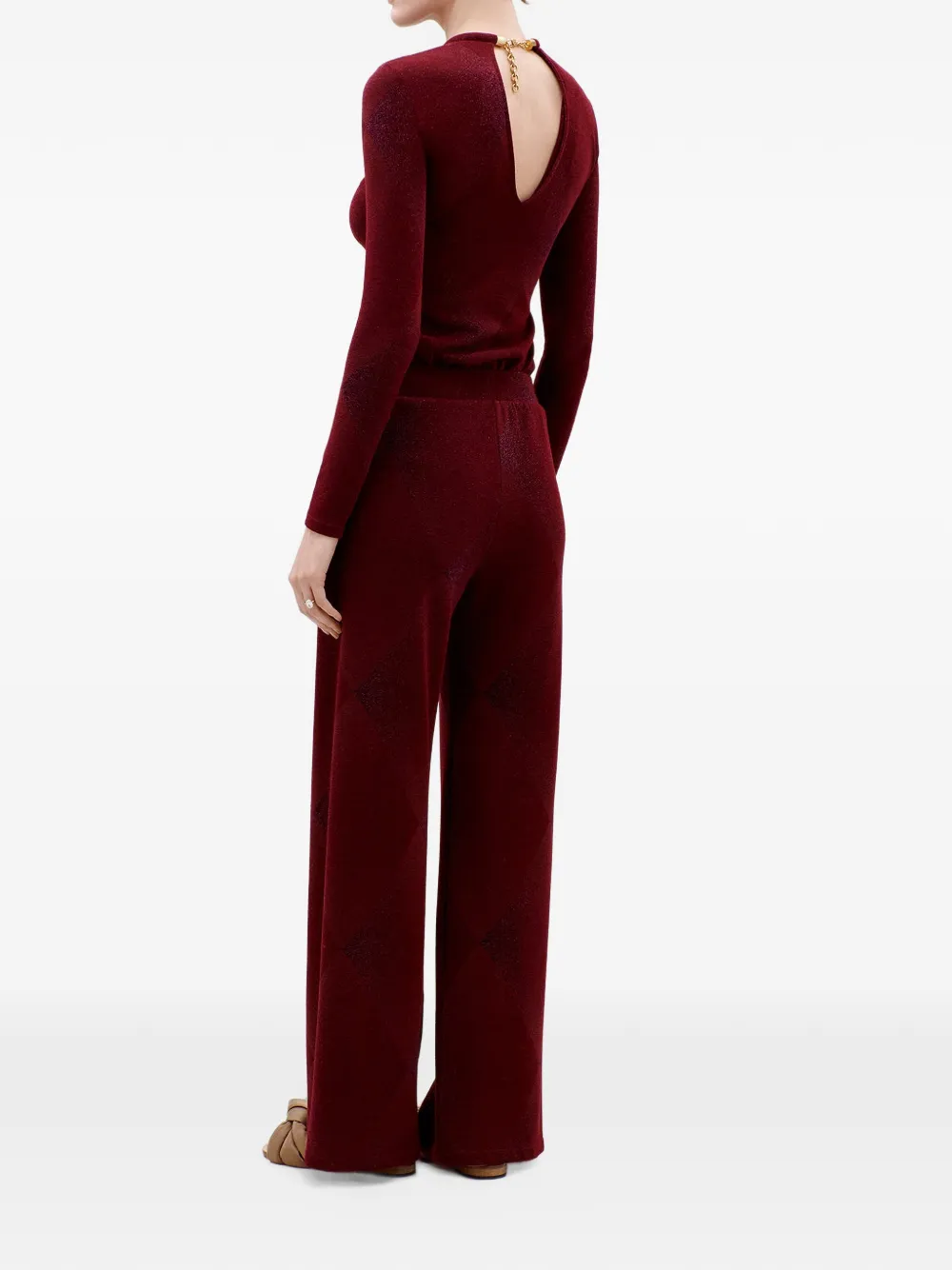 Silvia Tcherassi Colbie gebreide broek met argyle-patroon Rood