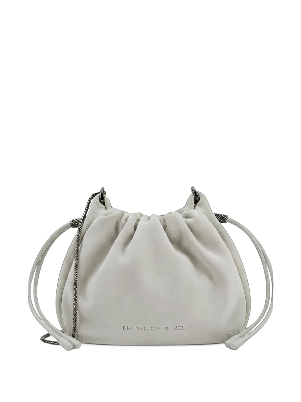 Brunello Cucinelli Suède clutch met trekkoord Grijs