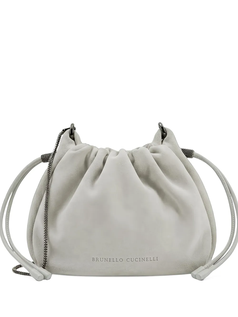 Brunello Cucinelli suede drawstring clutch bag - Grau