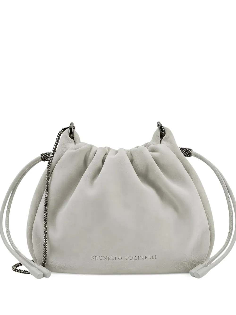 Brunello Cucinelli suede drawstring clutch bag - Grigio