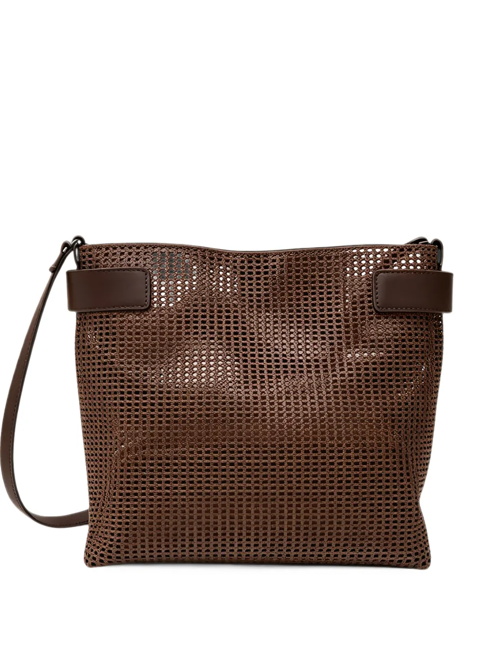 Brunello Cucinelli perforated leather shoulder bag Bruin