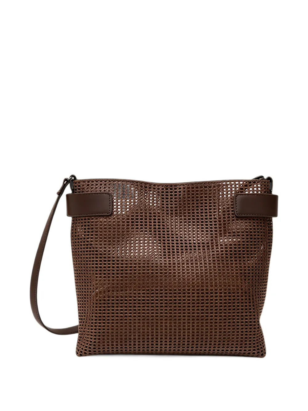 Brunello Cucinelli perforated leather shoulder bag Bruin