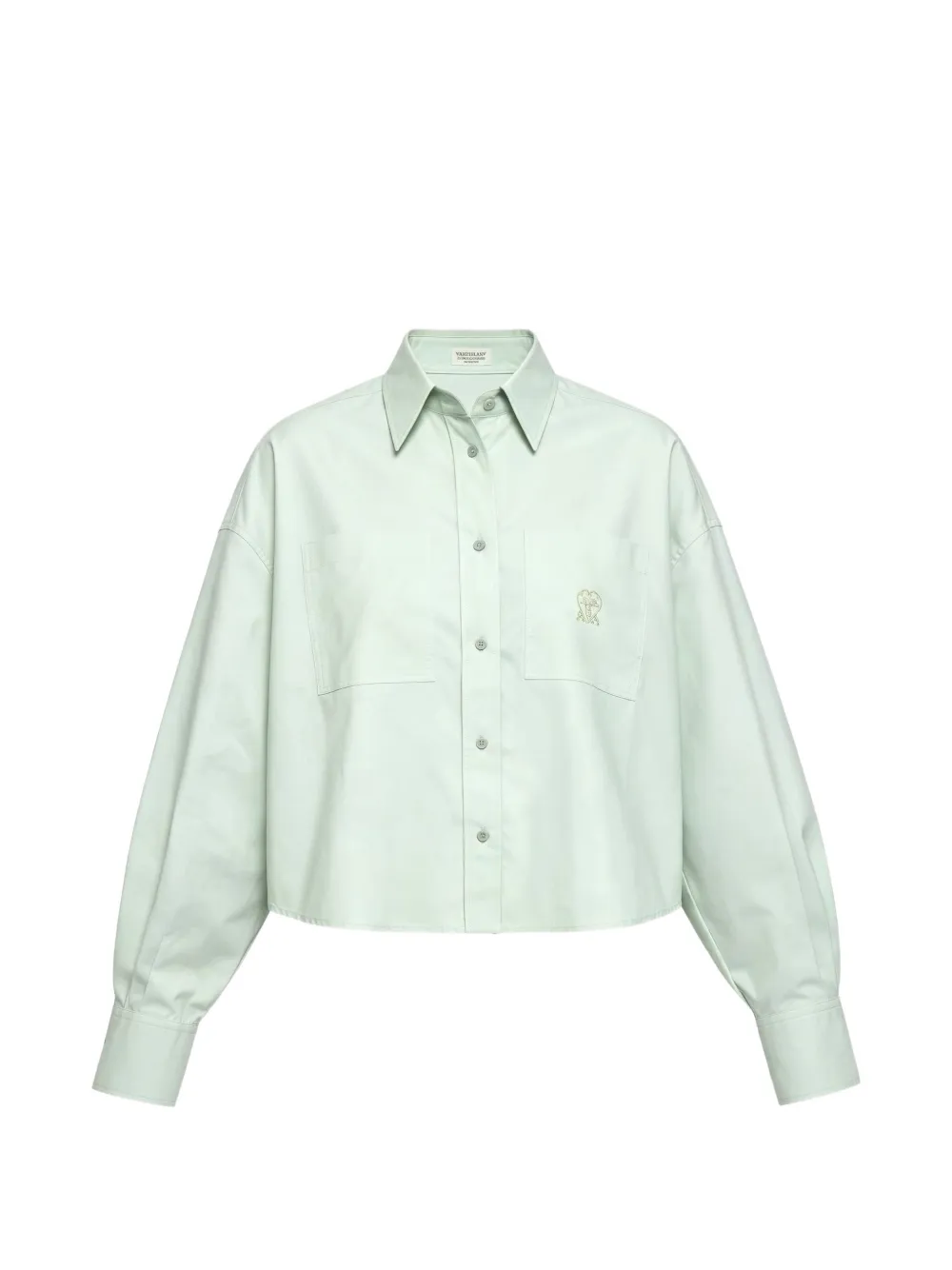 Brunello Cucinelli embroidered-logo cropped shirt - Verde