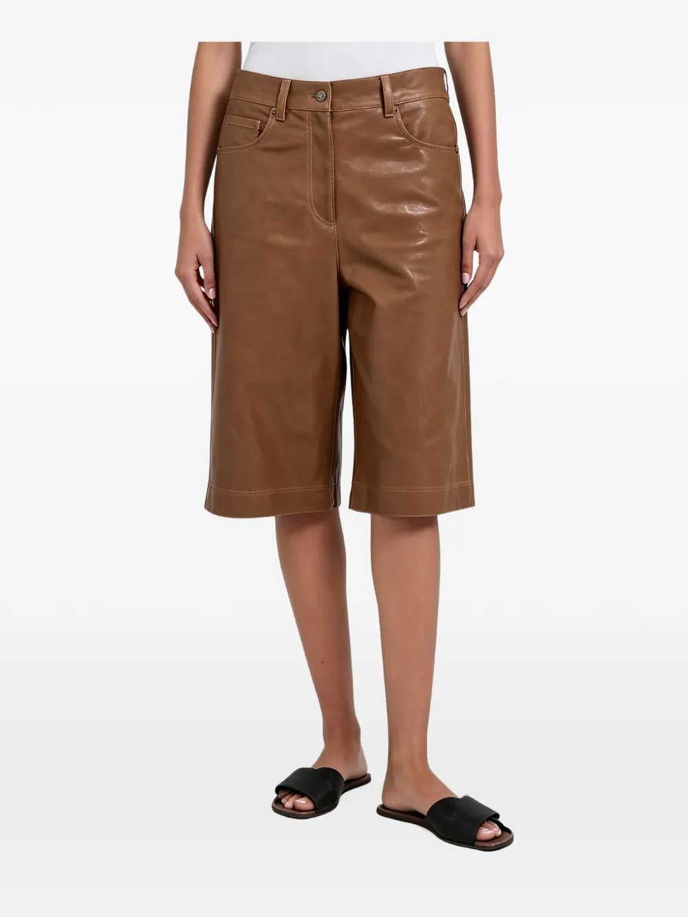 Brunello Cucinelli leather shorts - Marron Brunello Cucinelli leather shorts - Marron